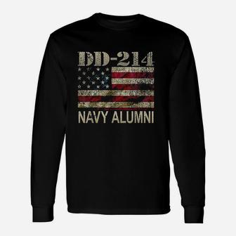 Dd214 Us Navy Alumni Vintage American Flag Unisex Long Sleeve | Crazezy