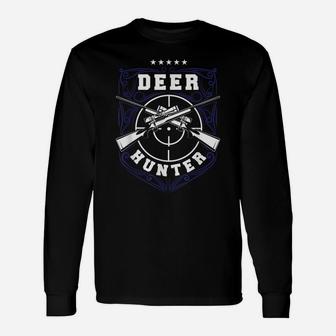 Deer Hunter Gift Tee Deer Hunting Badge Design Scope Sighted Unisex Long Sleeve | Crazezy CA