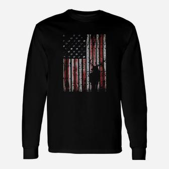 Deer Hunting American Flag Gift For Whitetail Buck Hunters Unisex Long Sleeve | Crazezy AU