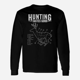 Deer Hunting Whitetail Buck Meat Cut Chart Funny Hunter Unisex Long Sleeve | Crazezy AU