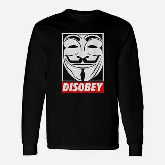 Disobey Big Face Anonymous Unisex Long Sleeve | Crazezy