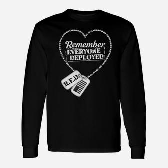 Distressed RED Friday Remember Everyone Deployed Shirt Long Sleeve T-Shirt - Monsterry