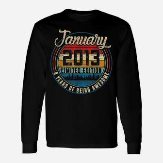 Distressed Retro January 2013 8Th Birthday Gift 8 Yrs Old Unisex Long Sleeve | Crazezy CA