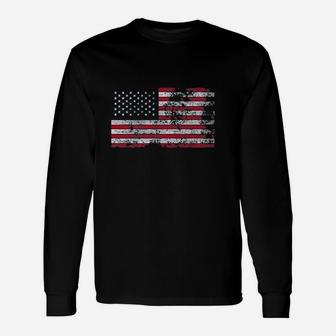 Distressed United States Flag Modern Fit Unisex Long Sleeve | Crazezy