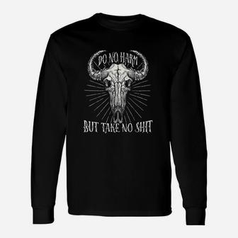 Do No Harm But Take No Cow Bull Boho Skull Unisex Long Sleeve | Crazezy CA