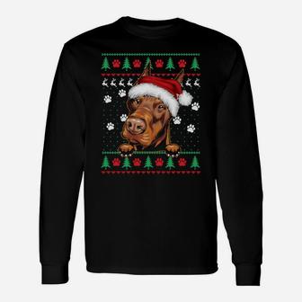 Doberman Christmas Ugly Sweater Funny Dog Lover Xmas Sweatshirt Unisex Long Sleeve | Crazezy UK