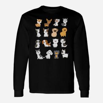Dog Breeds Pattern Dogs Owner Lover Animal Rescue Puppies Unisex Long Sleeve | Crazezy