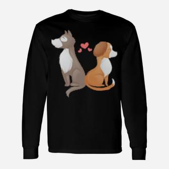 Dog Couples Wedding Anniversary Valentines Him Her Long Sleeve T-Shirt - Monsterry UK