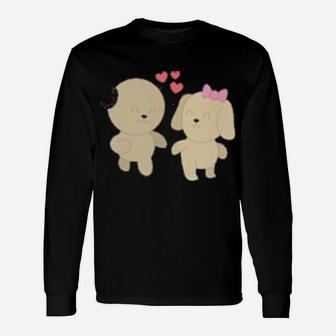 Dog Couples Wedding Anniversary Valentines Him Her Long Sleeve T-Shirt - Monsterry CA