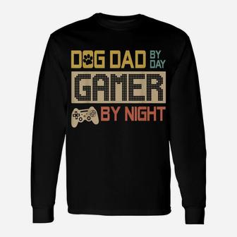 Dog Dad By Day Gamer By Night Vintage Unisex Long Sleeve | Crazezy