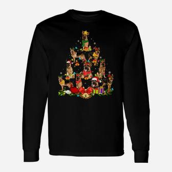 Dog Lover Gifts German Shepherd Tree Christmas Light Sweatshirt Unisex Long Sleeve | Crazezy