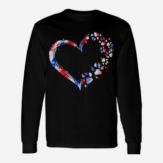 Dog Mom Dad Puppy Love Dogs Paw Heart Tie Dye 4Th Of July Unisex Long Sleeve | Crazezy