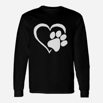 Dog Paw Love Heart Print Unisex Long Sleeve | Crazezy DE
