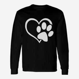 Dog Paw Love Heart Print Unisex Long Sleeve | Crazezy