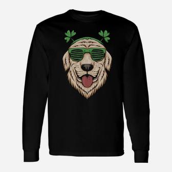 Dog Saint Patrick Day Labrador Retriever Eyeglasses St Patty Long Sleeve T-Shirt - Monsterry