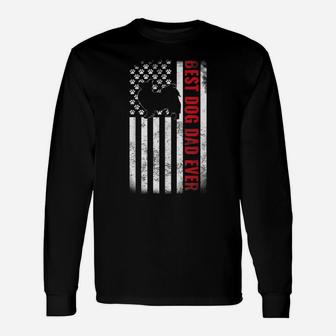 Dogs 365 Papillon Best Dog Dad Ever American Flag Men Unisex Long Sleeve | Crazezy CA