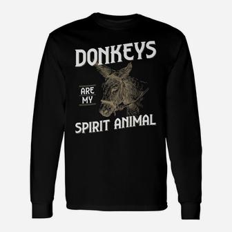 Donkeys Farm Spirit Animal, Funny Graphic Print Unisex Long Sleeve | Crazezy