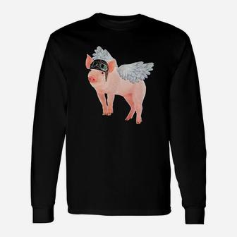 Dont Ever Stop Believing Pig Pink Flying Pig Unisex Long Sleeve | Crazezy