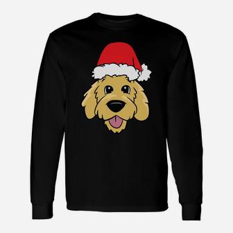 Doodle Dog Christmas Goldendoodle With Santa Hat Unisex Long Sleeve | Crazezy UK