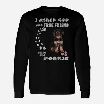 Dorkie Terrier Dog Mom Costume Doxie Yorkie Dad, Cute Dorkie Unisex Long Sleeve | Crazezy