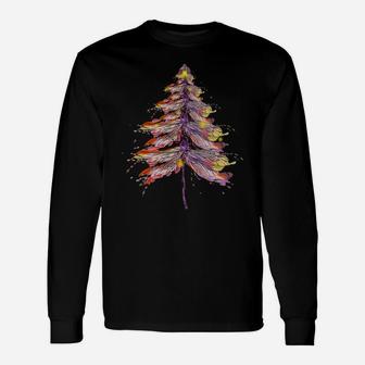 Dragonfly Christmas Tree Colorfull Retro Vintage Watercolor Unisex Long Sleeve | Crazezy AU