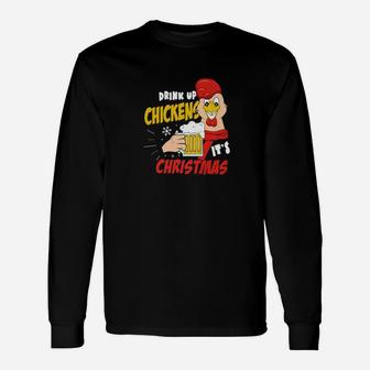 Drink Up Chicken Beer Drinking Premium Long Sleeve T-Shirt - Thegiftio