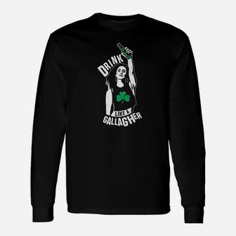 Drink Like A Gallagher Ladies Burnout Long Sleeve T-Shirt - Thegiftio UK