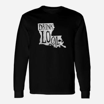 Drink Local Louisiana State Outline Craft Beer T-shirt Long Sleeve T-Shirt - Thegiftio UK