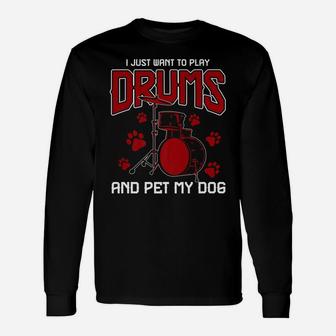 Drummer Animal Gifts Dog Pet Drums Unisex Long Sleeve | Crazezy UK