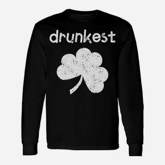 Drunkes St Paddys Drinking Beer Wine Shamrock Long Sleeve T-Shirt - Thegiftio UK
