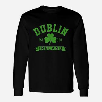 Dublin Ireland Est 988 Clover Leaf Shamrock St Patricks Day Long Sleeve T-Shirt - Thegiftio UK