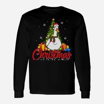 Duck Christmas Pajama Funny Santa Hat Scarf Animal Lover Sweatshirt Unisex Long Sleeve | Crazezy