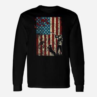 Duck Hunting Distressed Patriotic American Flag Gift Hunters Unisex Long Sleeve | Crazezy UK