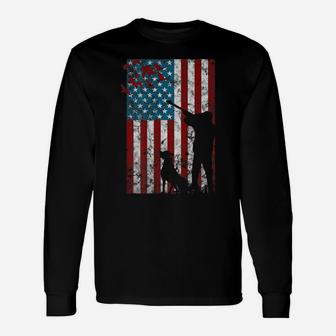 Duck Hunting Distressed Patriotic Gift American Usa Flag Unisex Long Sleeve | Crazezy