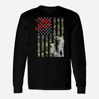Duck Hunting With Dog Gift American Camouflage Usa Camo Flag Unisex Long Sleeve | Crazezy DE