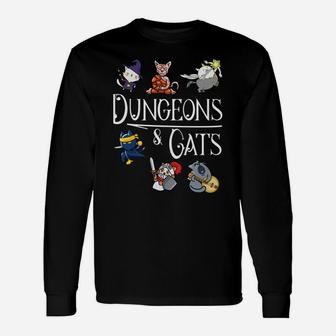 Dungeons And Cats Funny Dragon Cat Kitten Lover Kitty Gift Unisex Long Sleeve | Crazezy UK