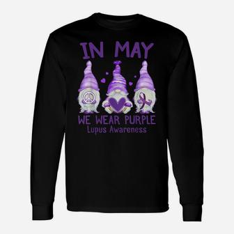 Dy In May We Wear Purple Lupus Awareness Month Cute Gnome Unisex Long Sleeve | Crazezy UK