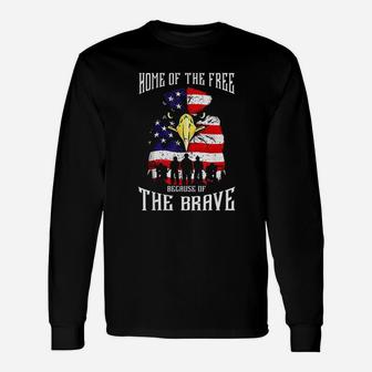 Eagle American Flag Military Veterans Patriotic Brave Unisex Long Sleeve | Crazezy