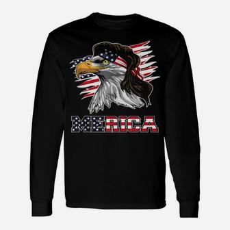 Eagle Mullet American Flag Merica 4Th Of July Long Sleeve T-Shirt - Monsterry