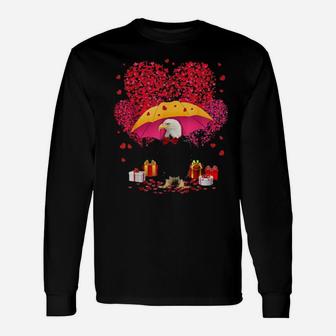 Eagle Valentines Day Three Tree And Raining Hearts Long Sleeve T-Shirt - Monsterry