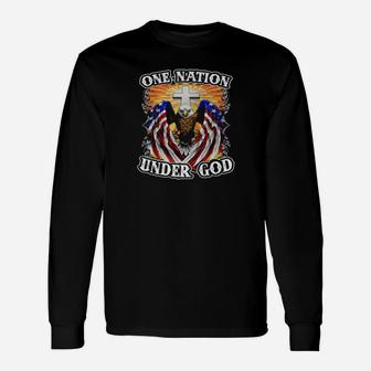 Eagles American Flag One Nation Under God Long Sleeve T-Shirt - Monsterry