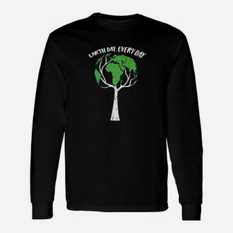 Earth Day Every Day Global Plant A Tree Distressed Long Sleeve T-Shirt - Monsterry