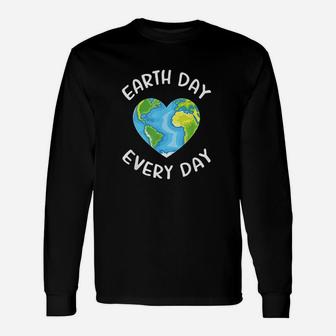 Earth Day Everyday Cute Heart Planet Unisex Long Sleeve | Crazezy CA