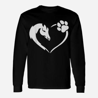 Easily Distracted By Dogs And Horses Paw Valentines Day Long Sleeve T-Shirt - Monsterry