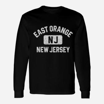 East Orange Nj New Jersey Gym Style Distressed White Print Long Sleeve T-Shirt - Monsterry