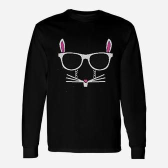 Easter Bunny Rabbit Face With Glasses Unisex Long Sleeve | Crazezy UK