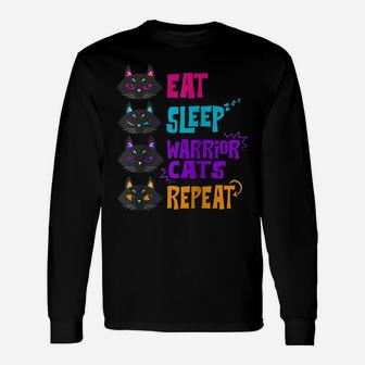 Eat Sleep Cat Warrior Repeat Cat Warrior Love Cats Raglan Baseball Tee Unisex Long Sleeve | Crazezy