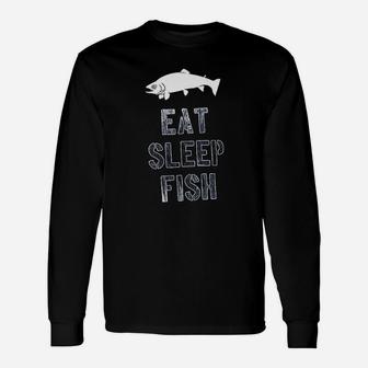 Eat Sleep Fish Funny Fishing Lover Gift For Dad Unisex Long Sleeve | Crazezy UK