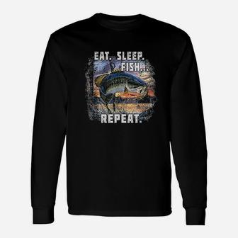 Eat Sleep Fish Repeat Unisex Long Sleeve | Crazezy