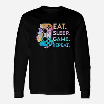 Eat Sleep Game Repeat Unisex Long Sleeve | Crazezy